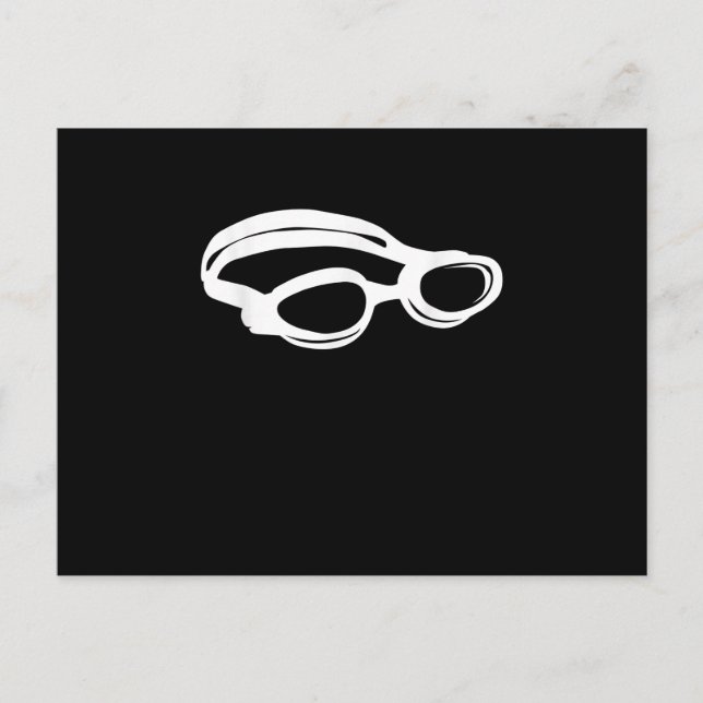 Silhouette Swimming Lover Swim Goggles Funny Swimm Announcement Postcard (Front)