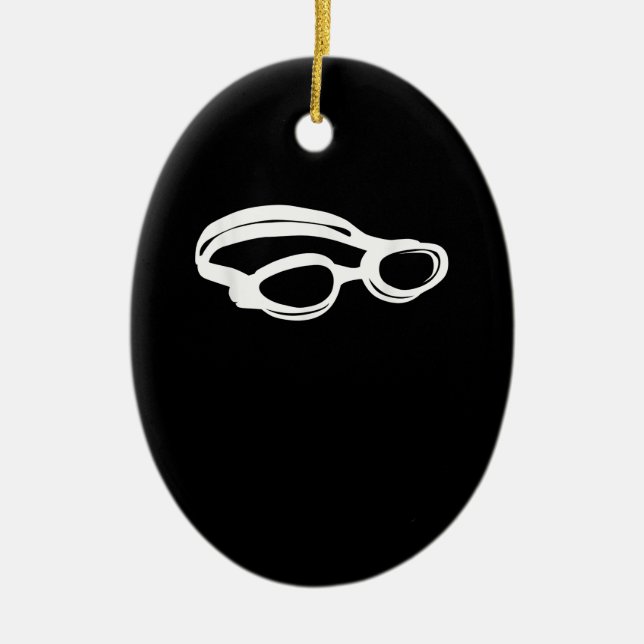 Silhouette Swimming Lover Swim Goggles Funny Swimm Ceramic Ornament (Front)