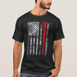 Silhouette Telescopic Hot Stick American Flag Line T-Shirt