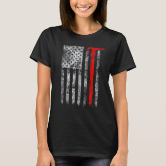 Silhouette Telescopic Hot Stick American Flag Line T-Shirt