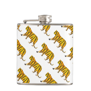 Silhouette Tiger Black and Orange Hip Flask