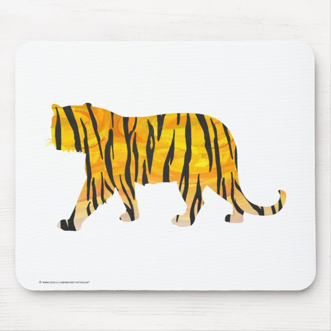 Silhouette Tiger Black and Orange Mouse Pad (Front)