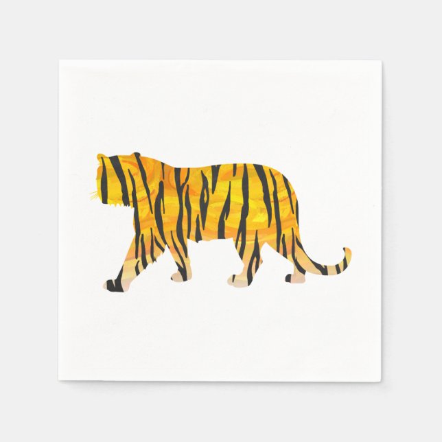 Silhouette Tiger Black and Orange Napkin (Front)