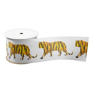 Silhouette Tiger Black and Orange Satin Ribbon