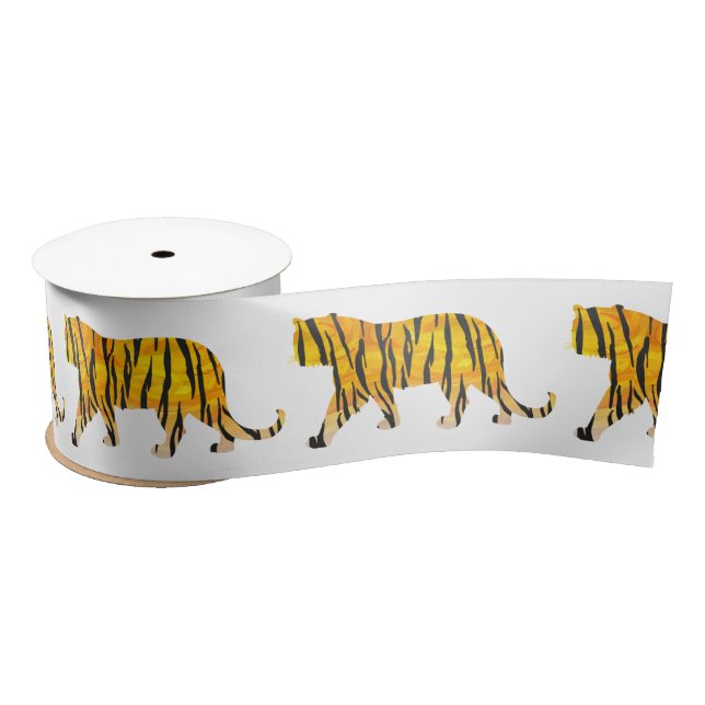 Silhouette Tiger Black and Orange Satin Ribbon (Spool)