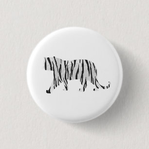 Silhouette Tiger Black and White 3 Cm Round Badge