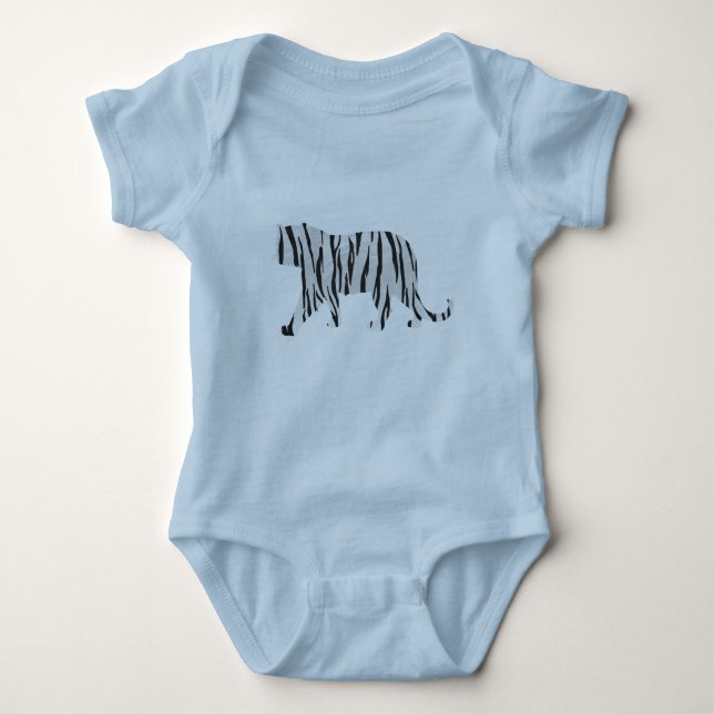 Silhouette Tiger Black and White Baby Bodysuit (Front)
