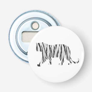 Silhouette Tiger Black and White Bottle Opener