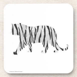 Silhouette Tiger Black and White Coaster