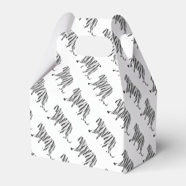 Silhouette Tiger Black and White Favour Box (Front Side)