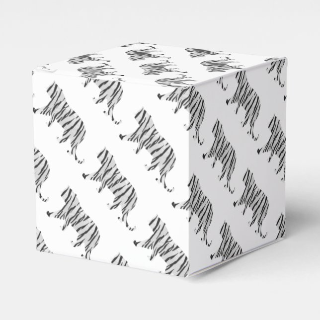 Silhouette Tiger Black and White Favour Box (Front Side)