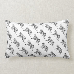 Silhouette Tiger Black and White Lumbar Cushion