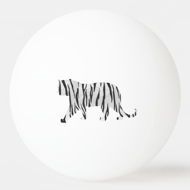 Silhouette Tiger Black and White Ping Pong Ball (Back)