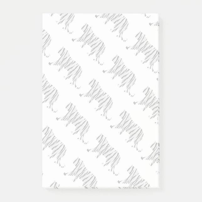 Silhouette Tiger Black and White Post-it Notes (Front)