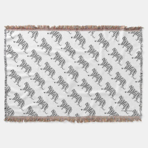 Silhouette Tiger Black and White Throw Blanket