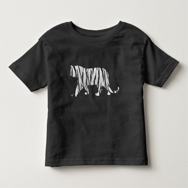 Silhouette Tiger Black and White Toddler T-Shirt (Front)