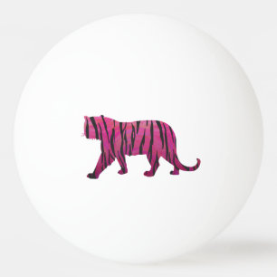 Silhouette Tiger Pink and Black Ping Pong Ball