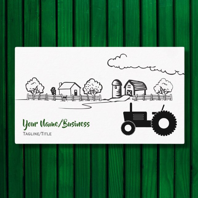 Silhouette Tractor and Charming Country Farm Business Card (Front - Silhouette Tractor and Charming Country Farm Business Card)