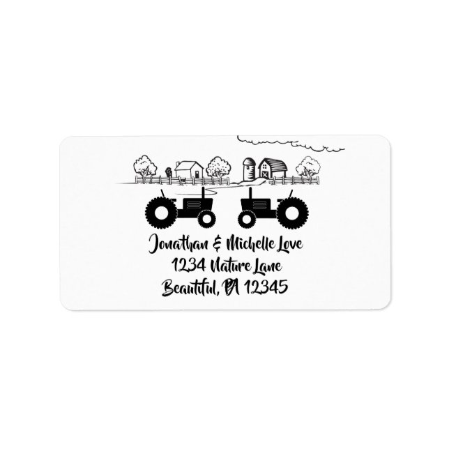 Silhouette Tractors and Farm Tractor LOVE Address Label (Front)