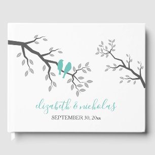 Silhouette Tree Branch Love Birds Guest Book