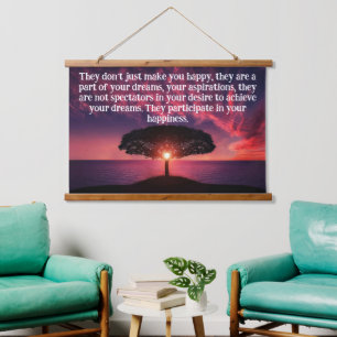 Silhouette tree with a beautiful ocean sun hanging tapestry