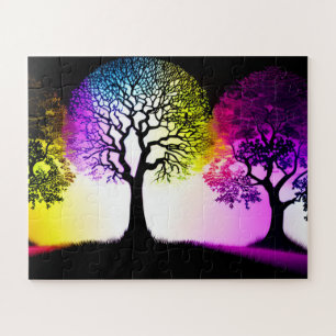 Silhouette Trees and Fun Pastel For Kids Jigsaw Puzzle