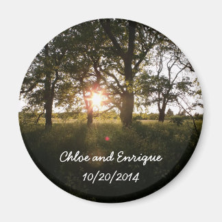 Silhouette Trees And Sunlight Personalised Weddin Magnet