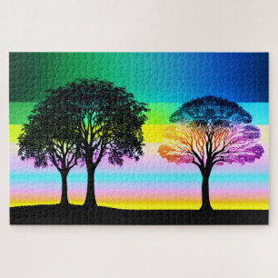 Silhouette trees with Pastel Coloured Sky Jigsaw Puzzle