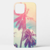 Silhouette tropical palm tree with sun light on su