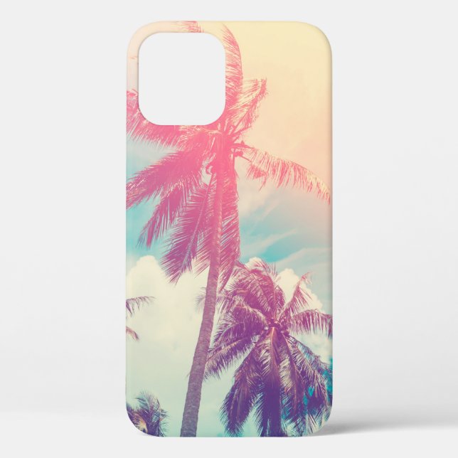 Silhouette tropical palm tree with sun light on su Case-Mate iPhone case (Back)