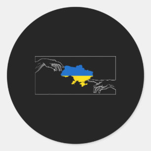 Silhouette Ukrainian Flag Michelangelo Hands Ukrai Classic Round Sticker