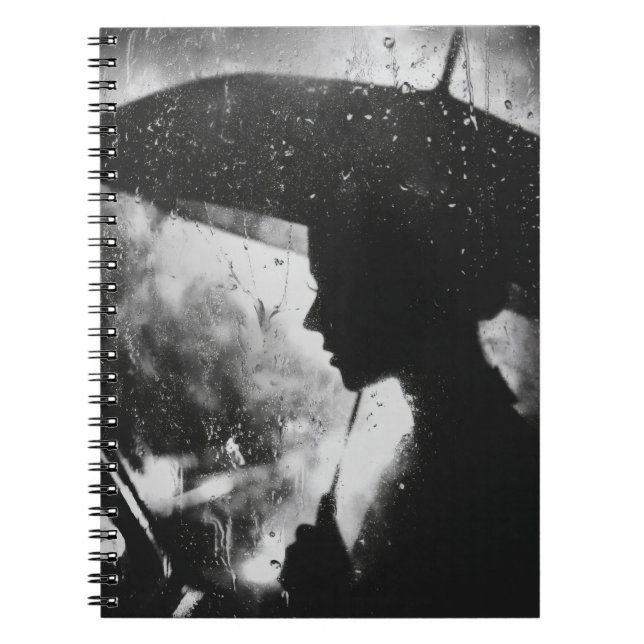 Silhouette Umbrella Rainy Window Notebook (Front)