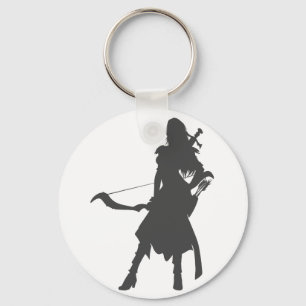 Silhouette warrior woman - Choose background colou Key Ring