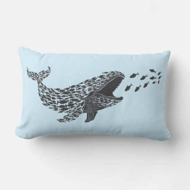 Silhouette Whale Lumbar Throw Pillow (Front)