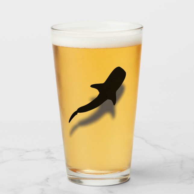 Silhouette Whale Shark with Shadow Beach Glass (Front Filled)