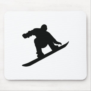 Silhouette While Snowboarding On A Ski Vacation Mouse Pad