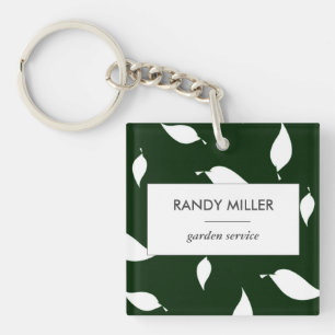 Silhouette white leaves green key ring