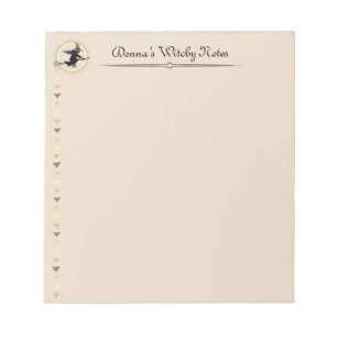 Silhouette Witch Broomstick Moon Cream Personal Notepad