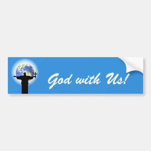 Silhouette with a cross bumper sticker