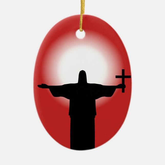Silhouette with a cross ceramic tree decoration (Front)