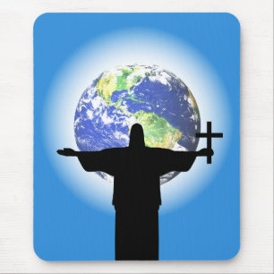 Silhouette with a cross mouse pad