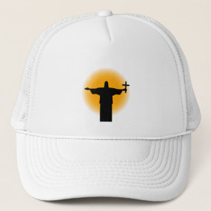 Silhouette with a cross trucker hat