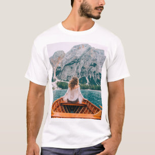 Silhouette Woman Alpine Lake Nature T-Shirt