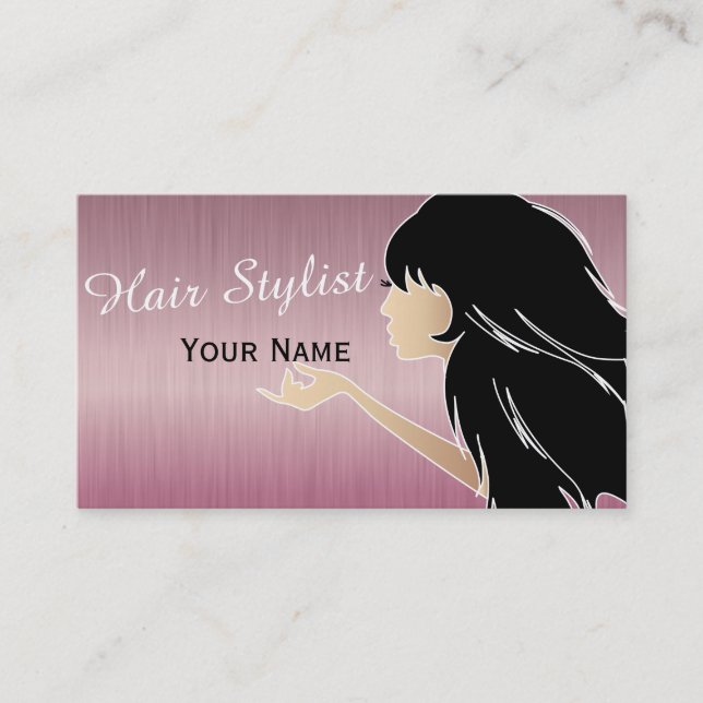 Silhouette Woman Hair Stylist Business Card (Front)
