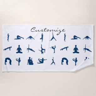 Silhouette Yoga Poses Thunder_Cove Beach Towel