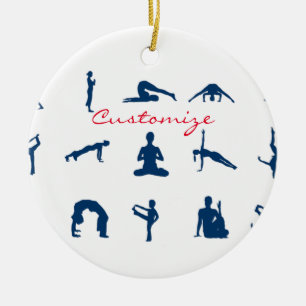 Silhouette Yoga Poses Thunder_Cove Ceramic Ornament