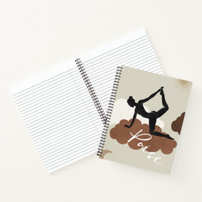 Silhouette yoga stretch pose clouds sun moon poise notebook (Inside)