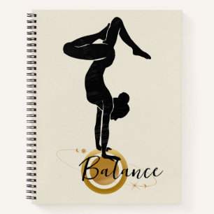 Silhouette yoga upside down handstand balance zen notebook