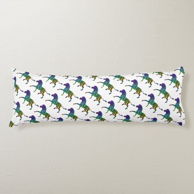 Silhouette Zebra Black and Rainbow Body Cushion (Front)