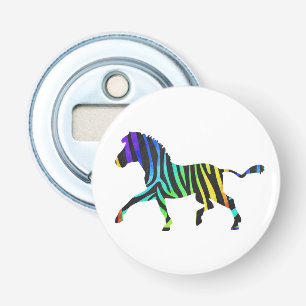 Silhouette Zebra Black and Rainbow Bottle Opener